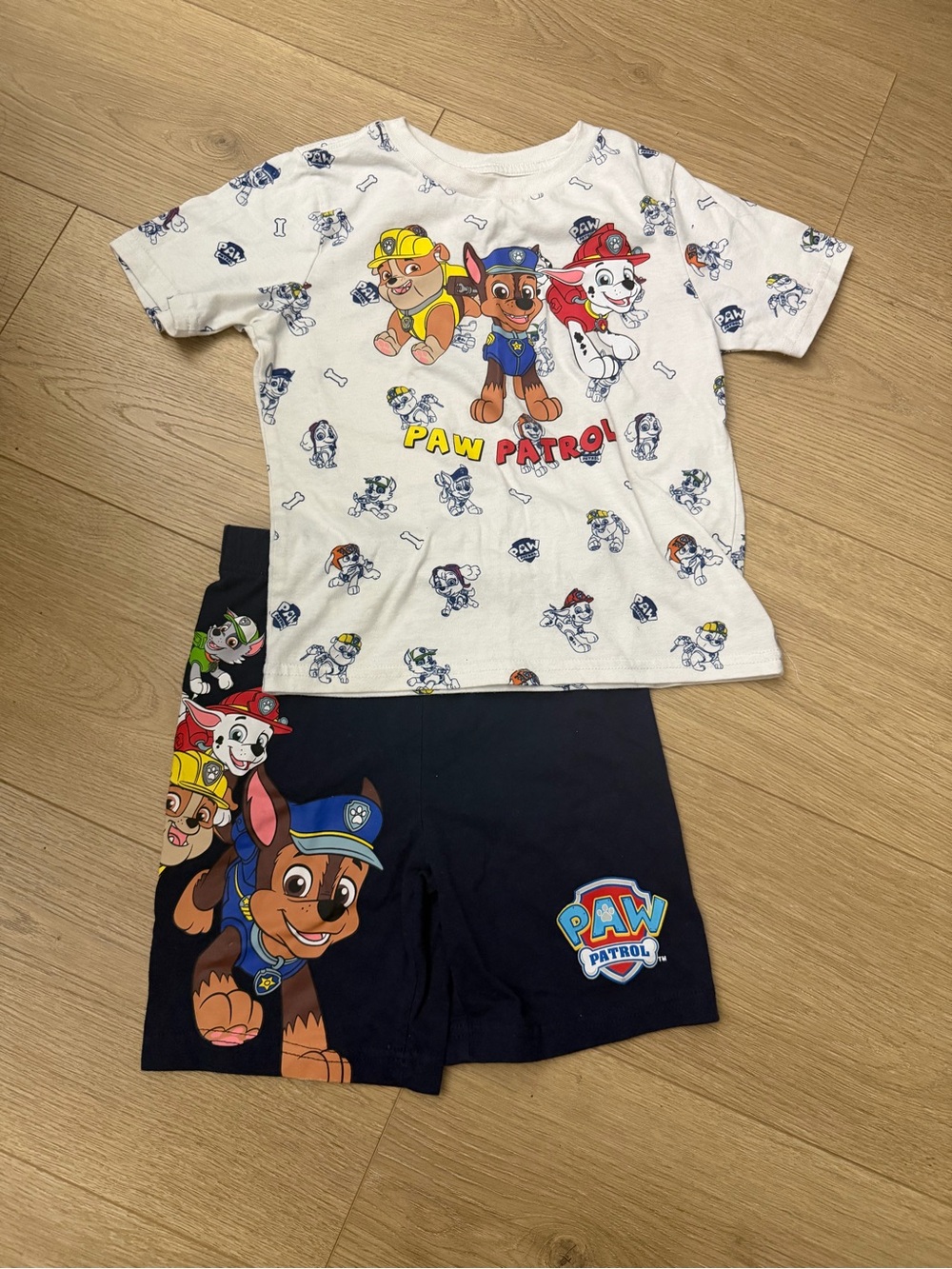 Paw Patrol Kids Tee & Shorts Set — White & Navy 5T